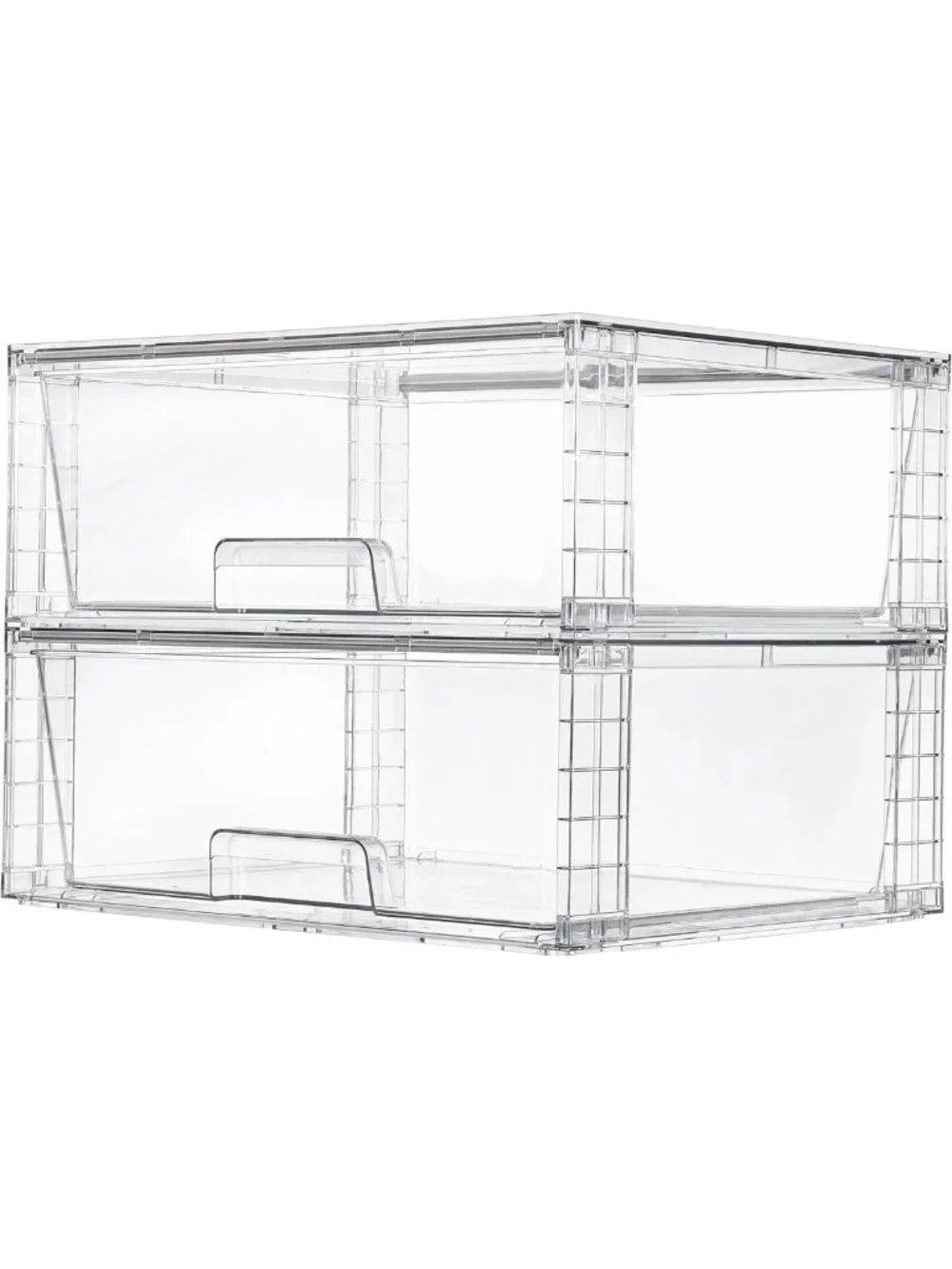 2 Pack Large Stackable Clear Acrylic Storage Drawers for Bathroom & Kitchen